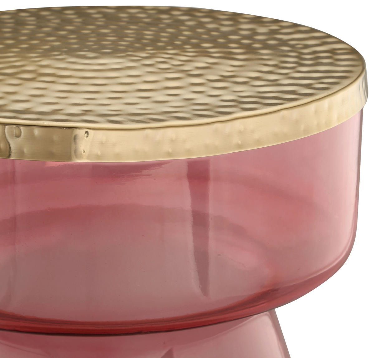 BEISTELLTISCH Rosa, Goldfarben rund  - Goldfarben/Rosa, Design, Glas/Metall (36/48cm) - Kayoom