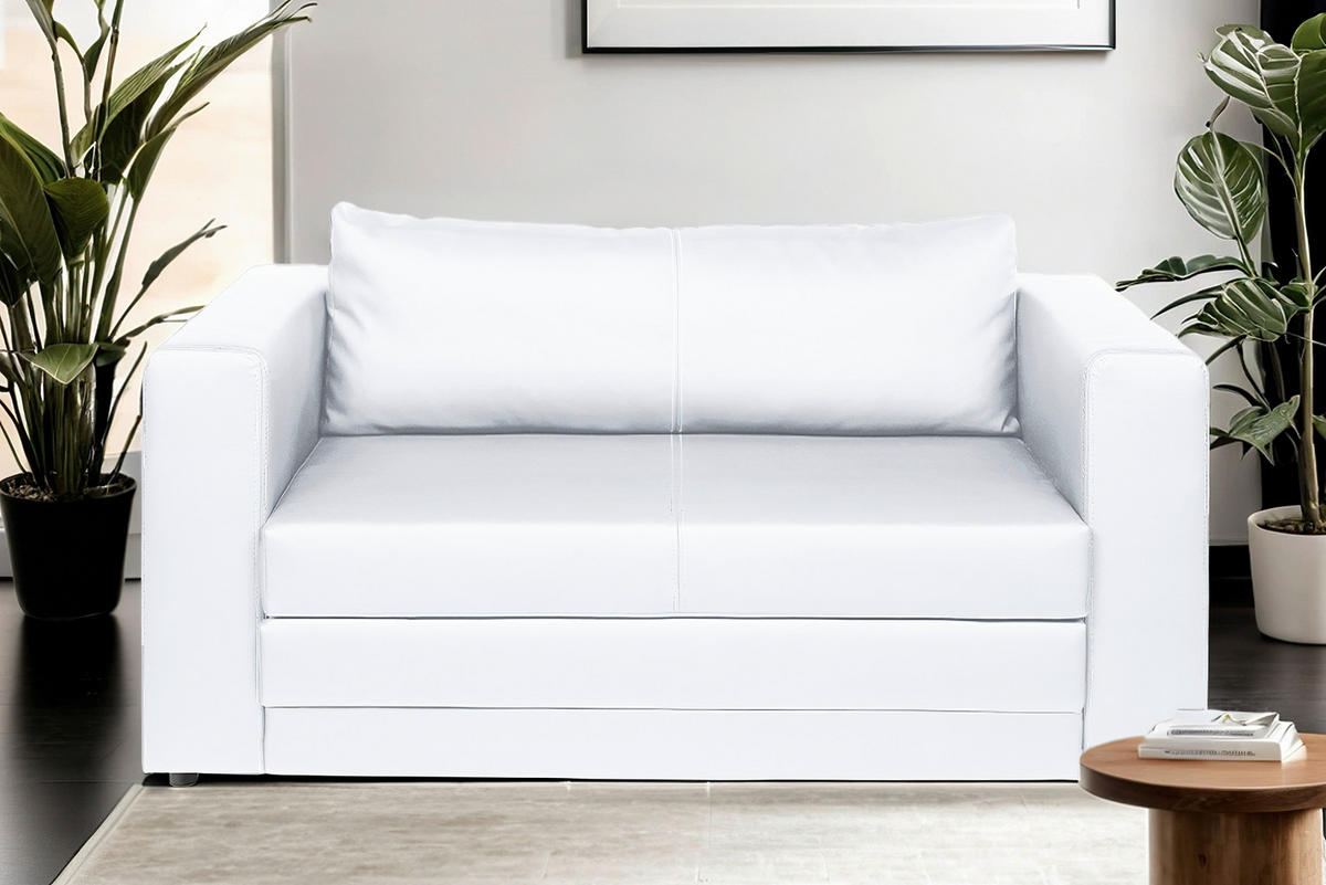 SCHLAFSOFA Lederlook Weiß  - Schwarz/Weiß, Design, Kunststoff/Textil (150/78/70cm) - Livetastic