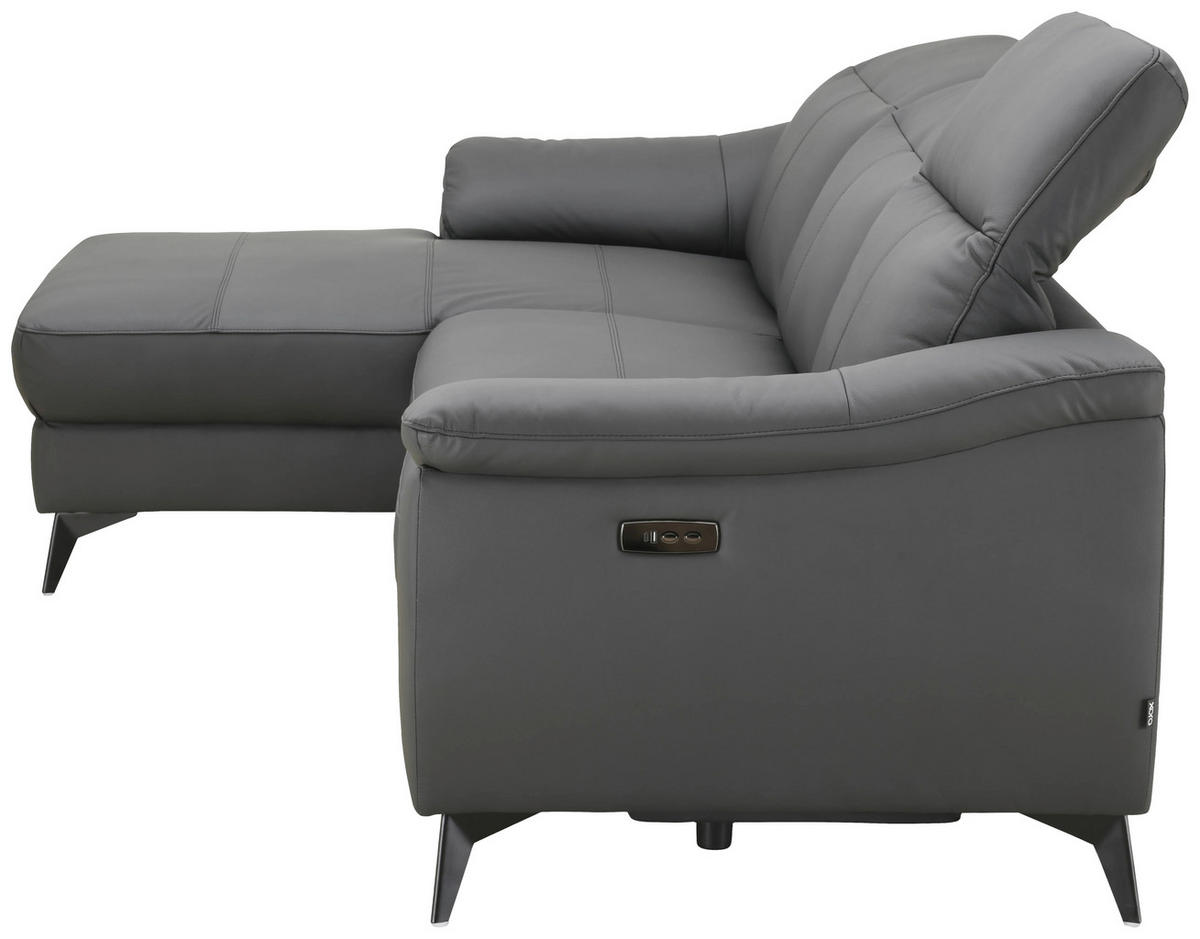 ECKSOFA  Lederlook Kombination Echtleder/Lederlook Schwarz  - Schwarz, Design, Leder/Textil (168/254cm) - Xora