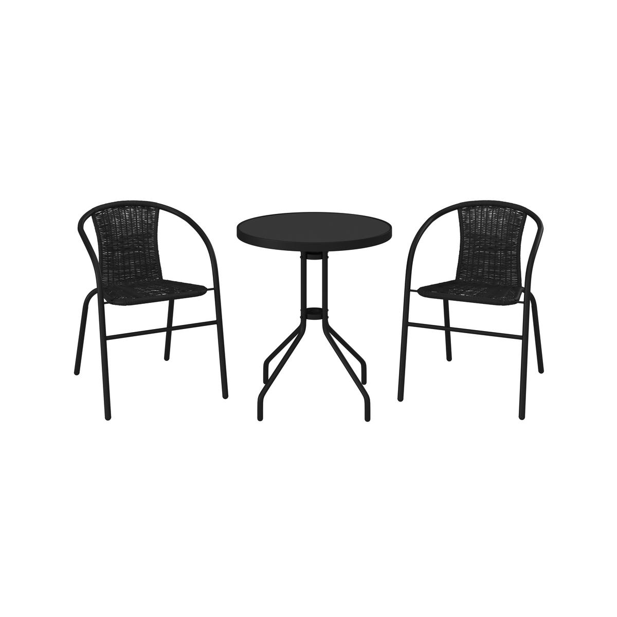BALKONSET  - Schwarz, MODERN, Glas/Kunststoff (60/52/70/72/60/60cm) - Ambia Garden