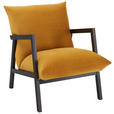 SESSEL in Mikrofaser Gelb  - Wengefarben/Gelb, Design, Holz/Textil (63/76/80cm) - Carryhome