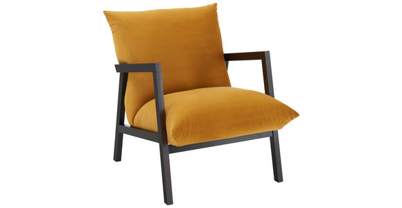SESSEL in Mikrofaser Gelb  - Wengefarben/Gelb, Design, Holz/Textil (63/76/80cm) - Carryhome