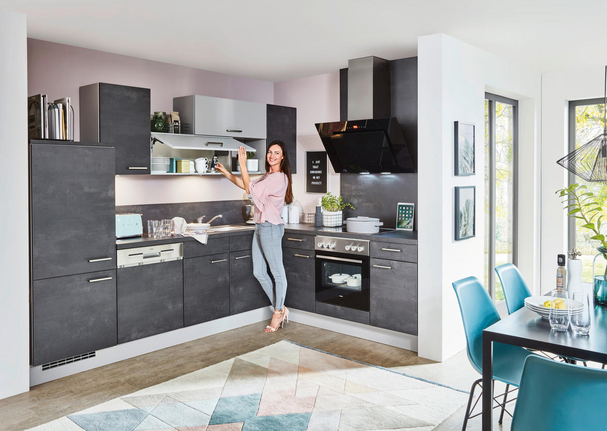 ROHOVÁ KUCHYNĚ SILVIO 285 - šedá, Design, kompozitní dřevo (215/285cm) - Celina