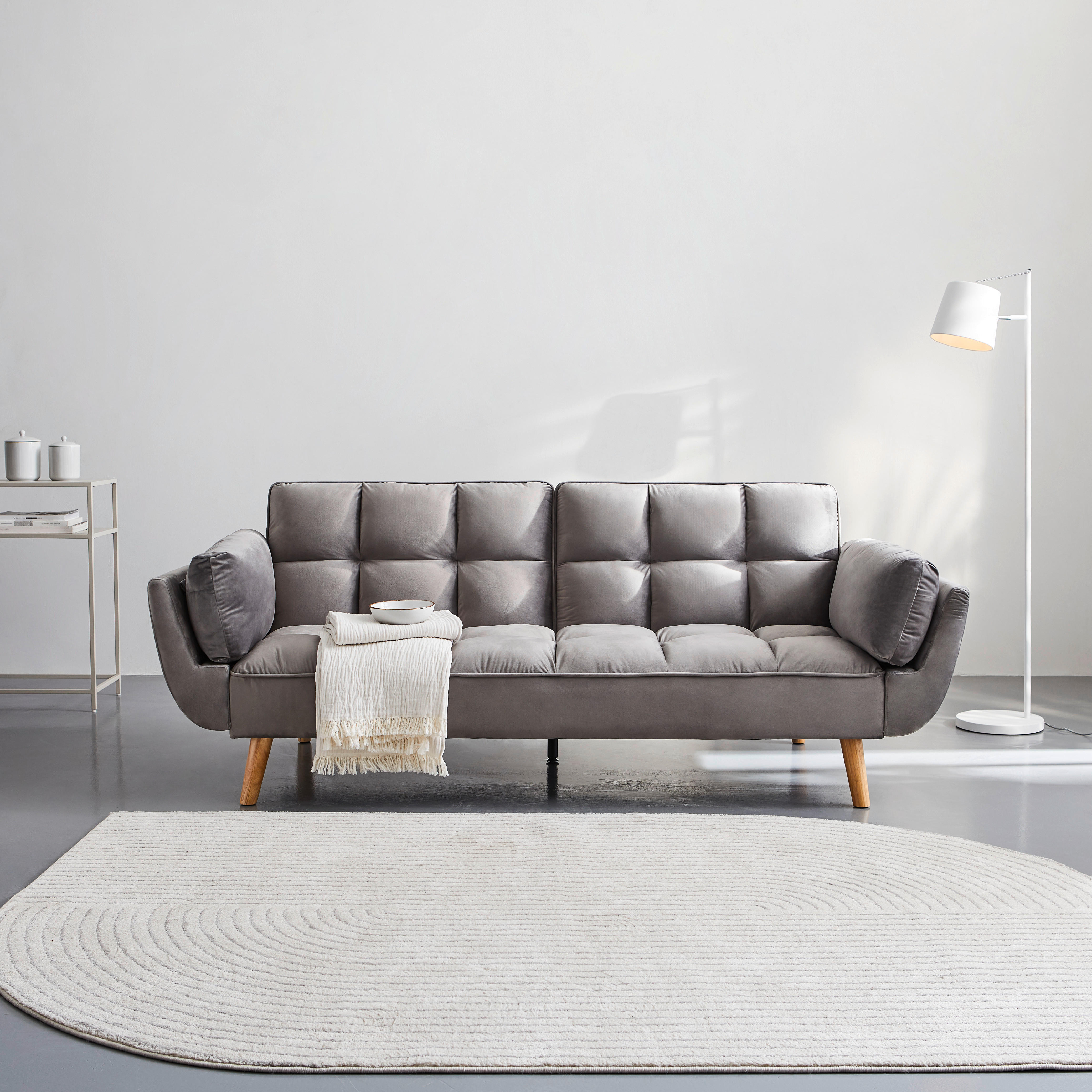 TROSJED NA RAZVLAČENJE tekstil  siva    - siva/prirodne boje, Moderno, tekstil/drvo (212/92/81cm) - MID.YOU