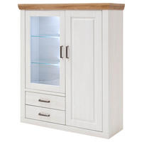 HIGHBOARD  118/142/40 cm 2 Schublade(n)  - Eichefarben/Schwarz, LIFESTYLE, Glas/Holzwerkstoff (118/142/40cm) - Landscape