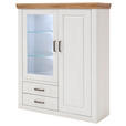 HIGHBOARD  118/142/40 cm 2 Schublade(n)  - Eichefarben/Schwarz, LIFESTYLE, Glas/Holzwerkstoff (118/142/40cm) - Landscape