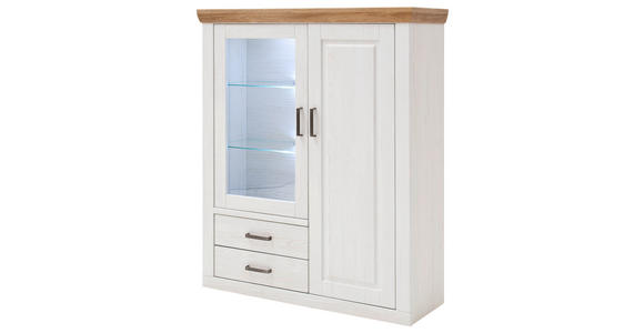 HIGHBOARD  118/142/40 cm 2 Schublade(n)  - Eichefarben/Schwarz, LIFESTYLE, Glas/Holzwerkstoff (118/142/40cm) - Landscape