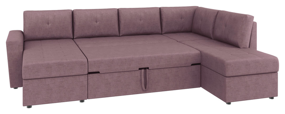 WOHNLANDSCHAFT TERMOLI Rosa Jacquard  - Schwarz/Rosa, Design, Kunststoff/Textil (155/297/212cm) - MID.YOU