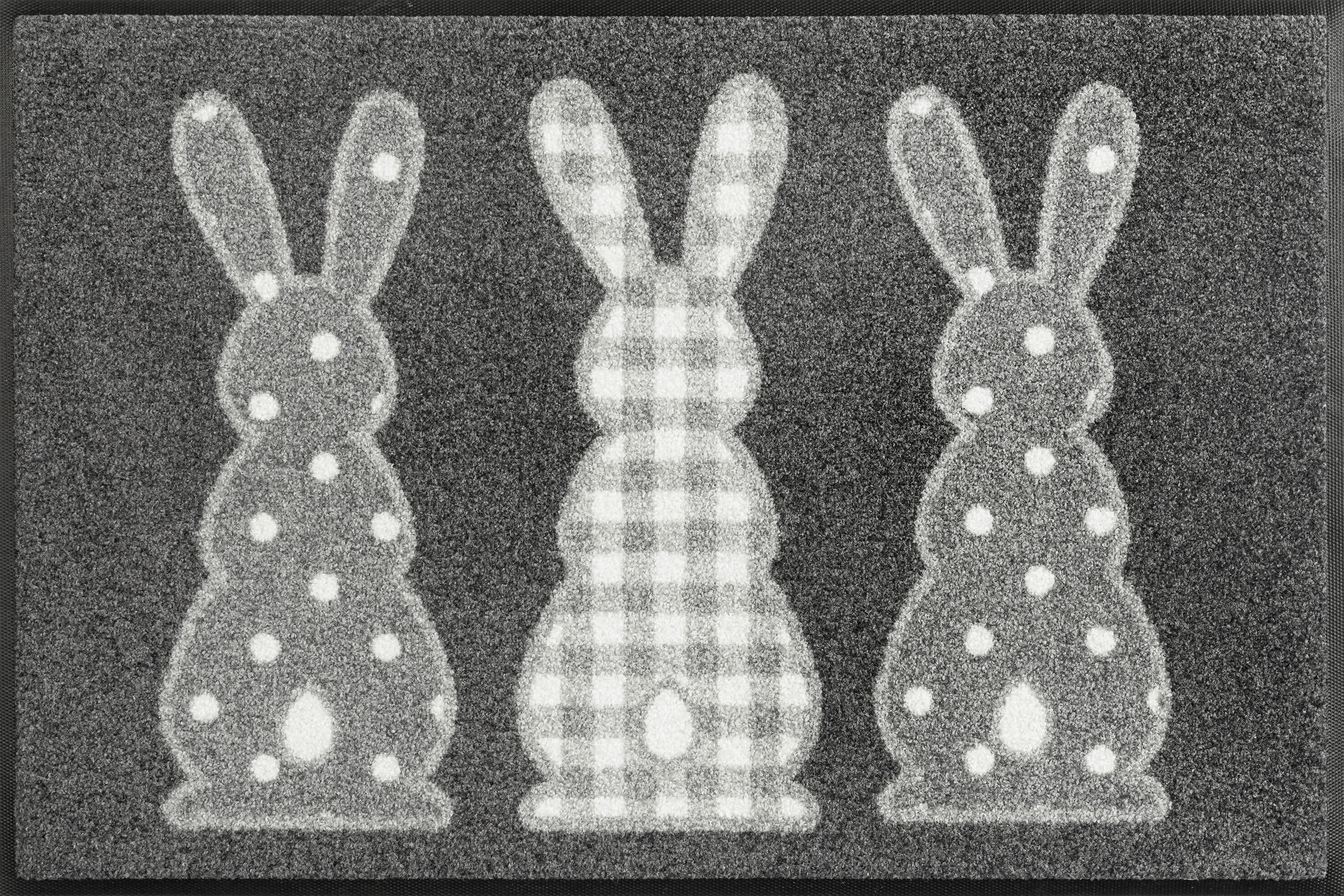 FUSSMATTE 50/75 cm Bunny Trio  - Grau, Trend, Kunststoff/Textil (50/75cm) - wash+dry