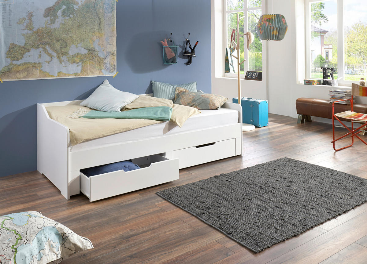 STAURAUMBETT 90/200 cm  in Weiß  - Weiß, MODERN, Holz/Holzwerkstoff (90/200cm) - MID.YOU