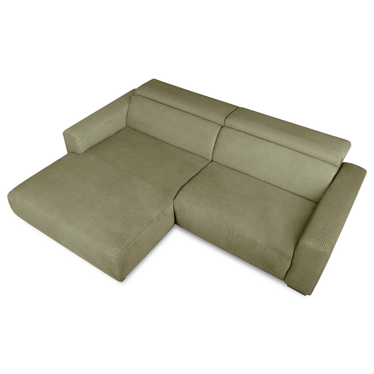 ECKSOFA RENO Grün Cord Relaxfunktion, Kopfteilverstellung  - Schwarz/Grün, Design, Kunststoff/Textil (184/248cm) - Livetastic