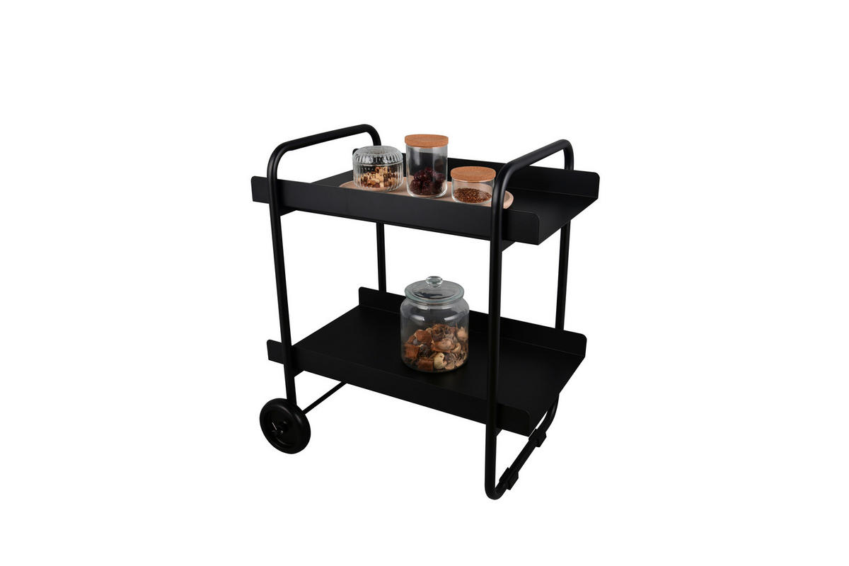 SERVIERWAGEN Schwarz  - Schwarz, MODERN, Metall (65/46/59cm) - Milino