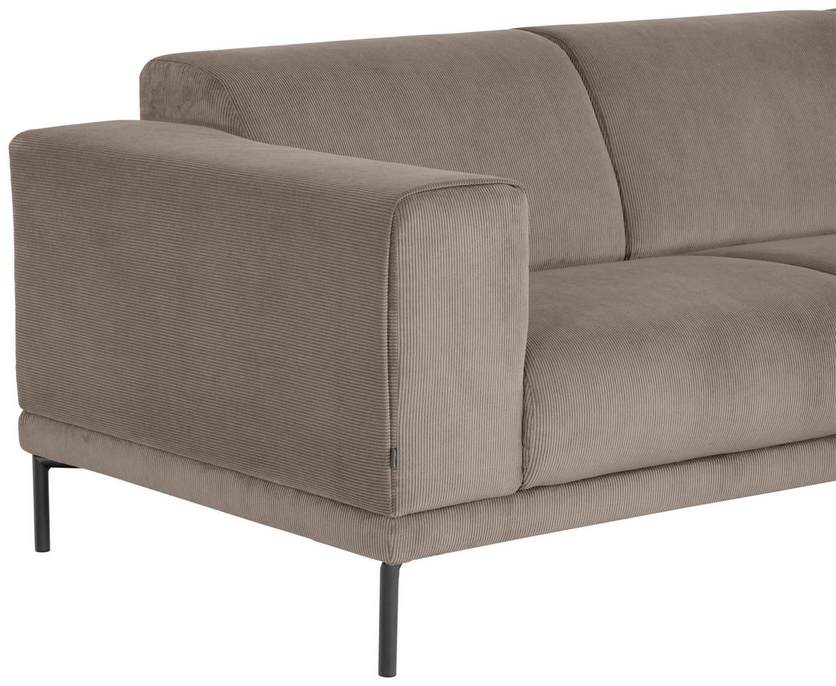 ECKSOFA ERNO Taupe Cord  - Taupe/Schwarz, Design, Textil/Metall (262/183cm) - MID.YOU
