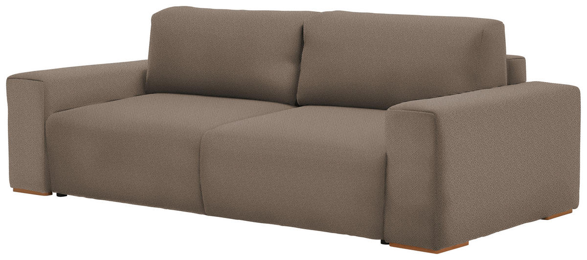 SCHLAFSOFA in Flachgewebe Braun  - Buchefarben/Schwarz, Konventionell, Holz/Kunststoff (255/86/123cm) - Livetastic