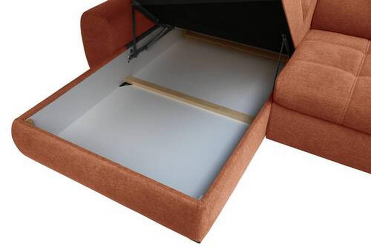 ECKSOFA inkl.Funktionen Cognac Webstoff  - Cognac/Schwarz, Design, Kunststoff/Textil (276/173cm) - Stylife