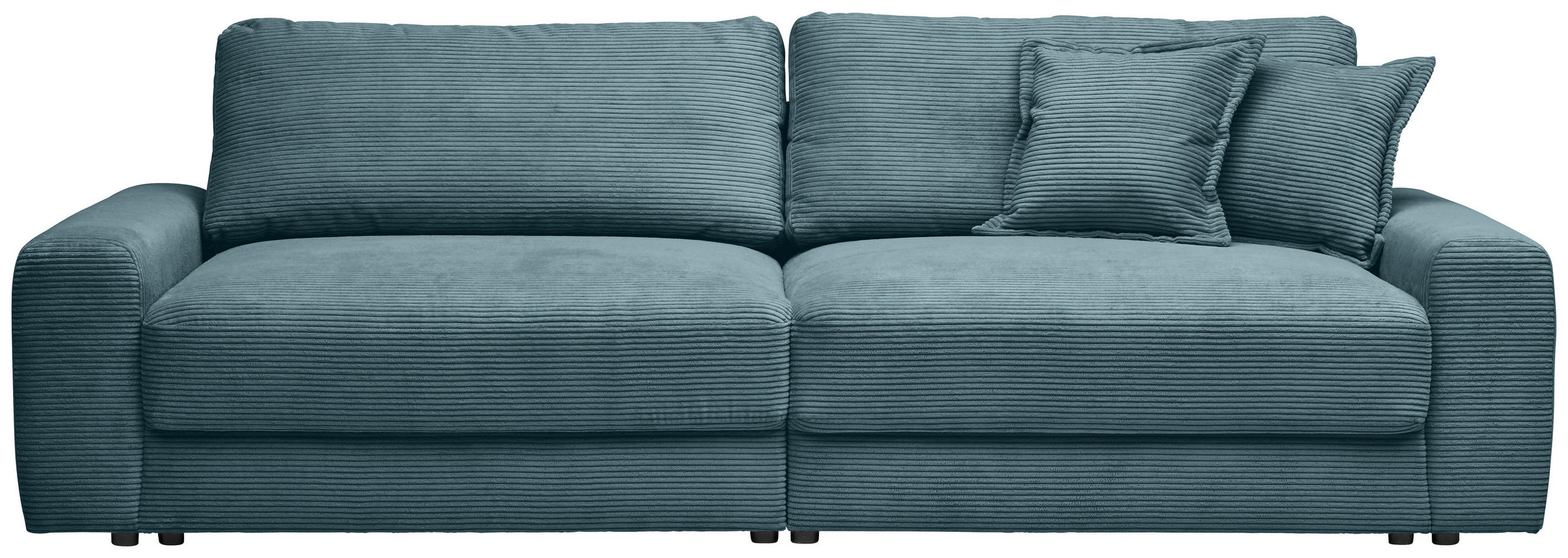 BIGSOFA Cord Graublau - Graublau/Schwarz, MODERN, Kunststoff/Textil (278/93/112cm) - Carryhome