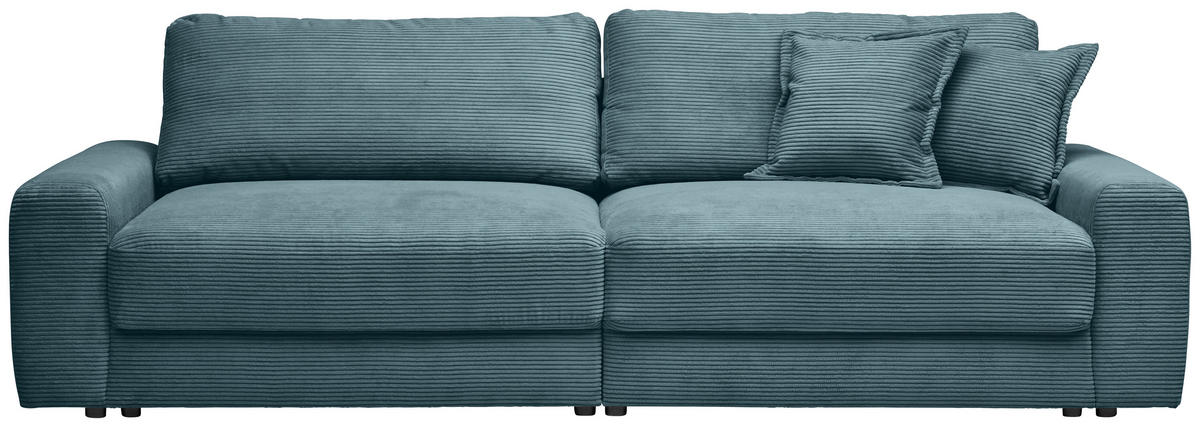 BIGSOFA in Cord Graublau  - Graublau/Schwarz, Modern, Kunststoff/Textil (278/93/112cm) - Carryhome