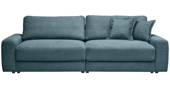 BIGSOFA Cord Graublau  - Graublau/Schwarz, MODERN, Kunststoff/Textil (278/93/112cm) - Carryhome