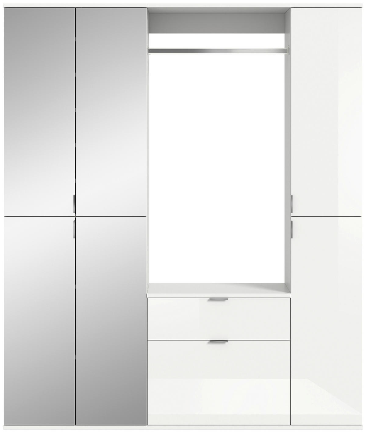 ŠATNA, 152/193/34 cm - vysoce lesklá bílá, Moderní, kompozitní dřevo/sklo (152/193/34cm) - MID.YOU