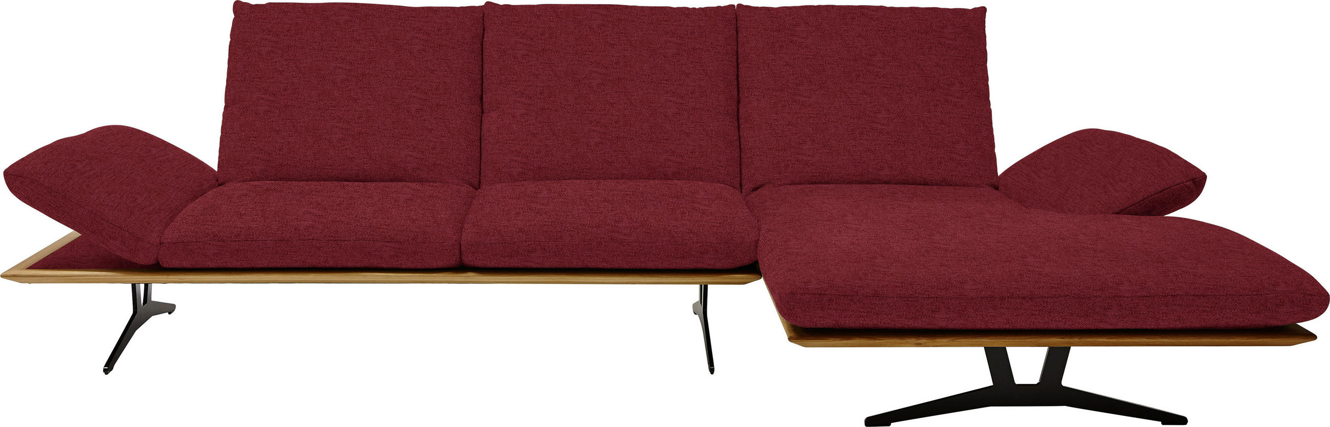 ECKSOFA in Flachgewebe Rot  - Rot/Schwarz, Design, Holz/Textil (314/159cm) - Dieter Knoll