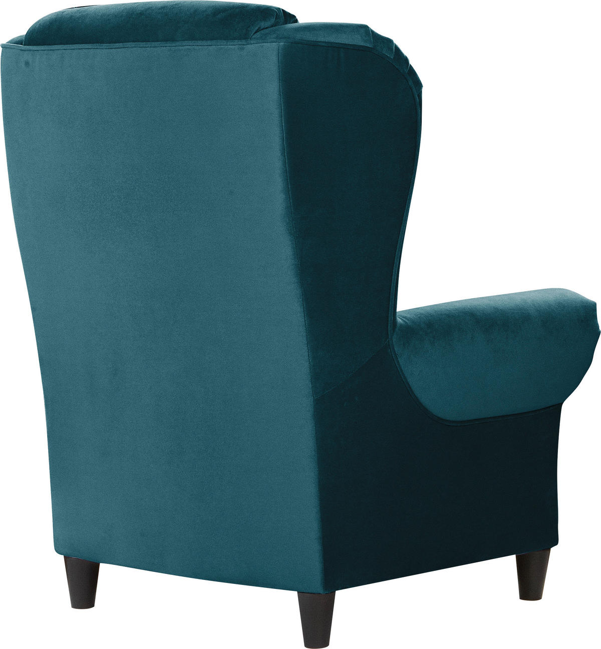 OHRENSESSEL in Plüsch Petrol  - Petrol/Schwarz, Design, Holz/Textil (94/112/92cm) - MID.YOU