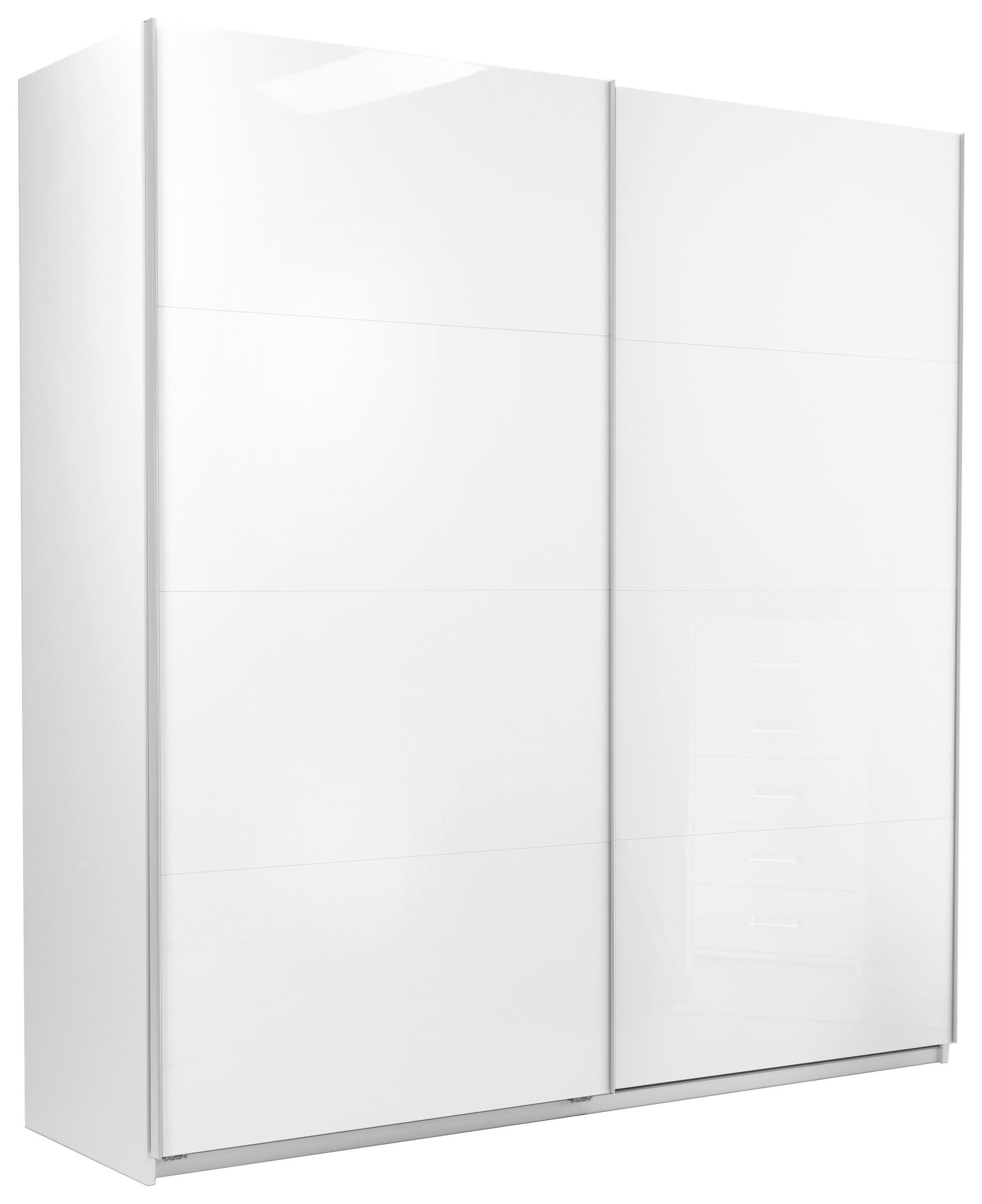 SCHIEBETÜRENSCHRANK 200/210/62 cm 2-türig Weiß  - Weiß Hochglanz/Alufarben, MODERN, Holzwerkstoff/Metall (200/210/62cm) - MID.YOU