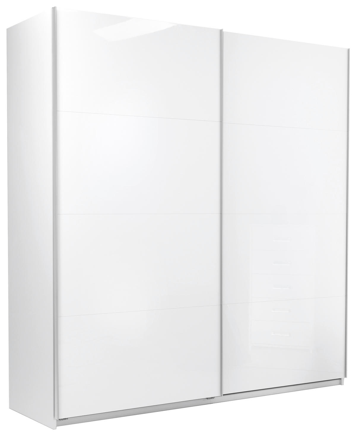 SCHIEBETÜRENSCHRANK 200/210/62 cm 2-türig Weiß  - Weiß Hochglanz/Alufarben, MODERN, Holzwerkstoff/Metall (200/210/62cm) - MID.YOU