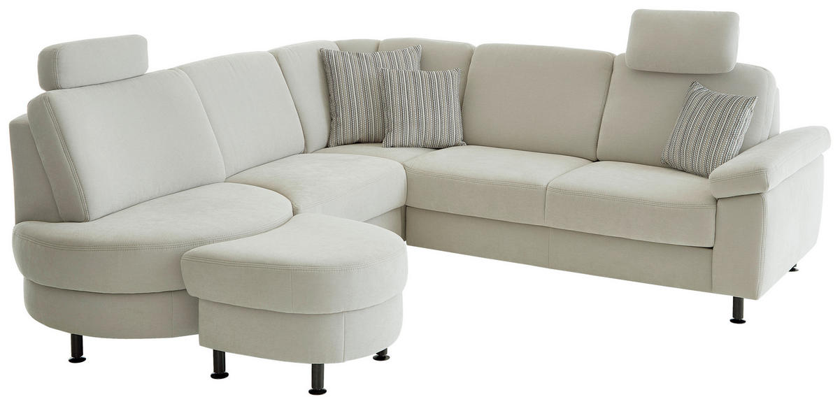 ECKSOFA in Flachgewebe Hellgrau  - Hellgrau/Schwarz, Konventionell, Textil/Metall (252/248cm) - Beldomo Comfort