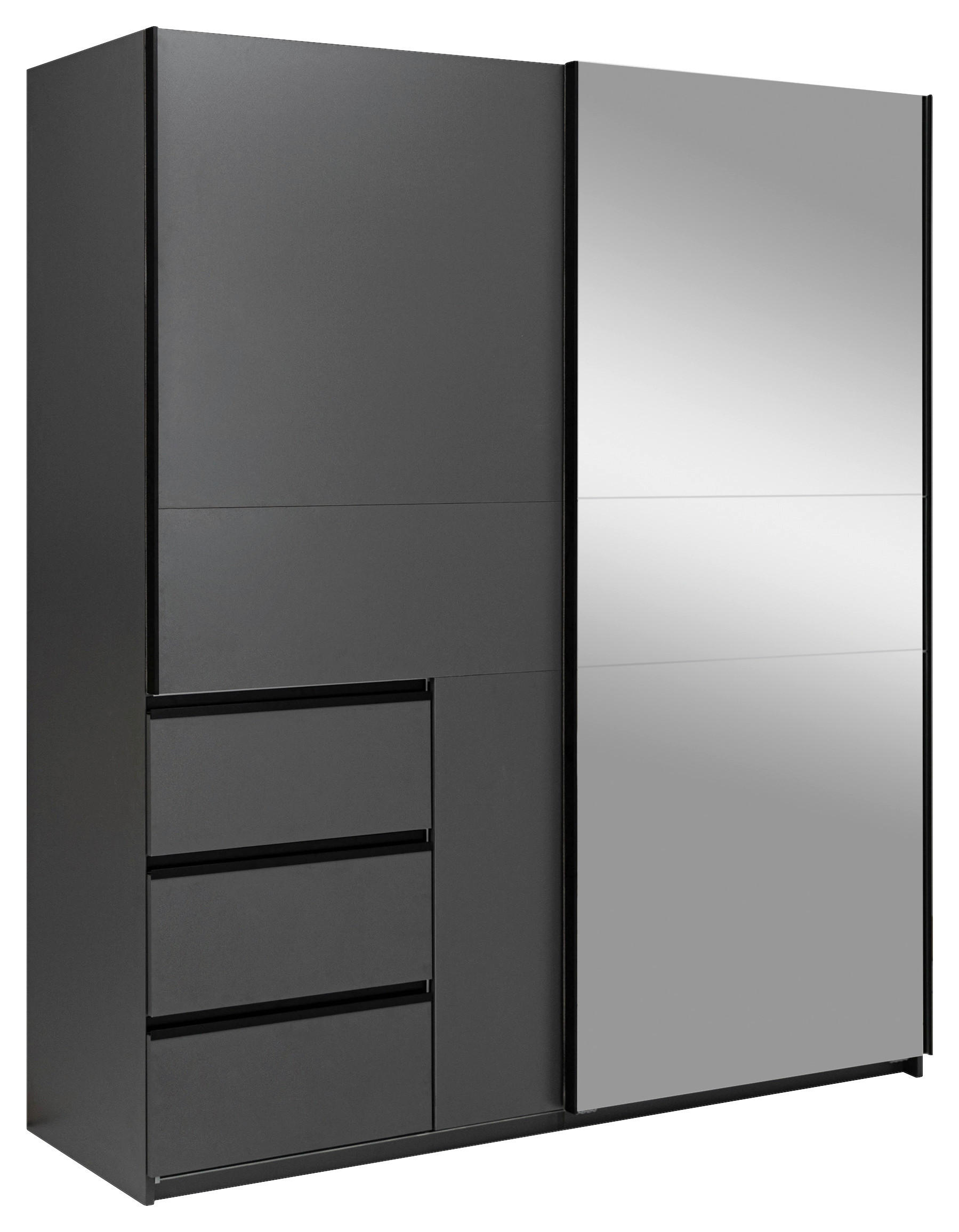 SCHIEBETÜRENSCHRANK 175/205/61,5 cm 2-türig Graphitfarben  - Graphitfarben/Schwarz, MODERN, Holzwerkstoff/Metall (175/205/61,5cm) - MID.YOU