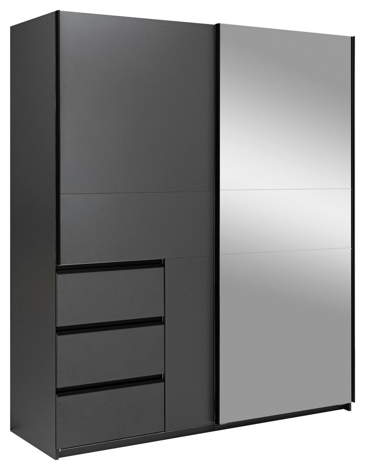 SCHIEBETÜRENSCHRANK 175/205/61,5 cm 2-türig Graphitfarben  - Graphitfarben/Schwarz, MODERN, Holzwerkstoff/Metall (175/205/61,5cm) - MID.YOU