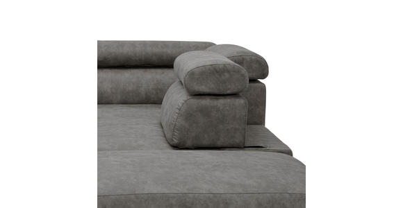 ECKSOFA Grau Lederlook  - Schwarz/Grau, Design, Kunststoff/Textil (263/230cm) - Hom`in