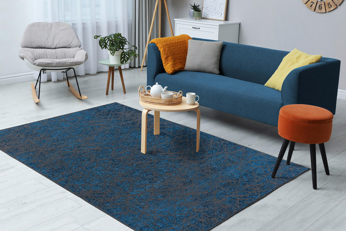 KOBEREC TKANÝ NA PLOCHO, 120/170 cm, modrá - modrá, Konvenční, textil (120/170cm)