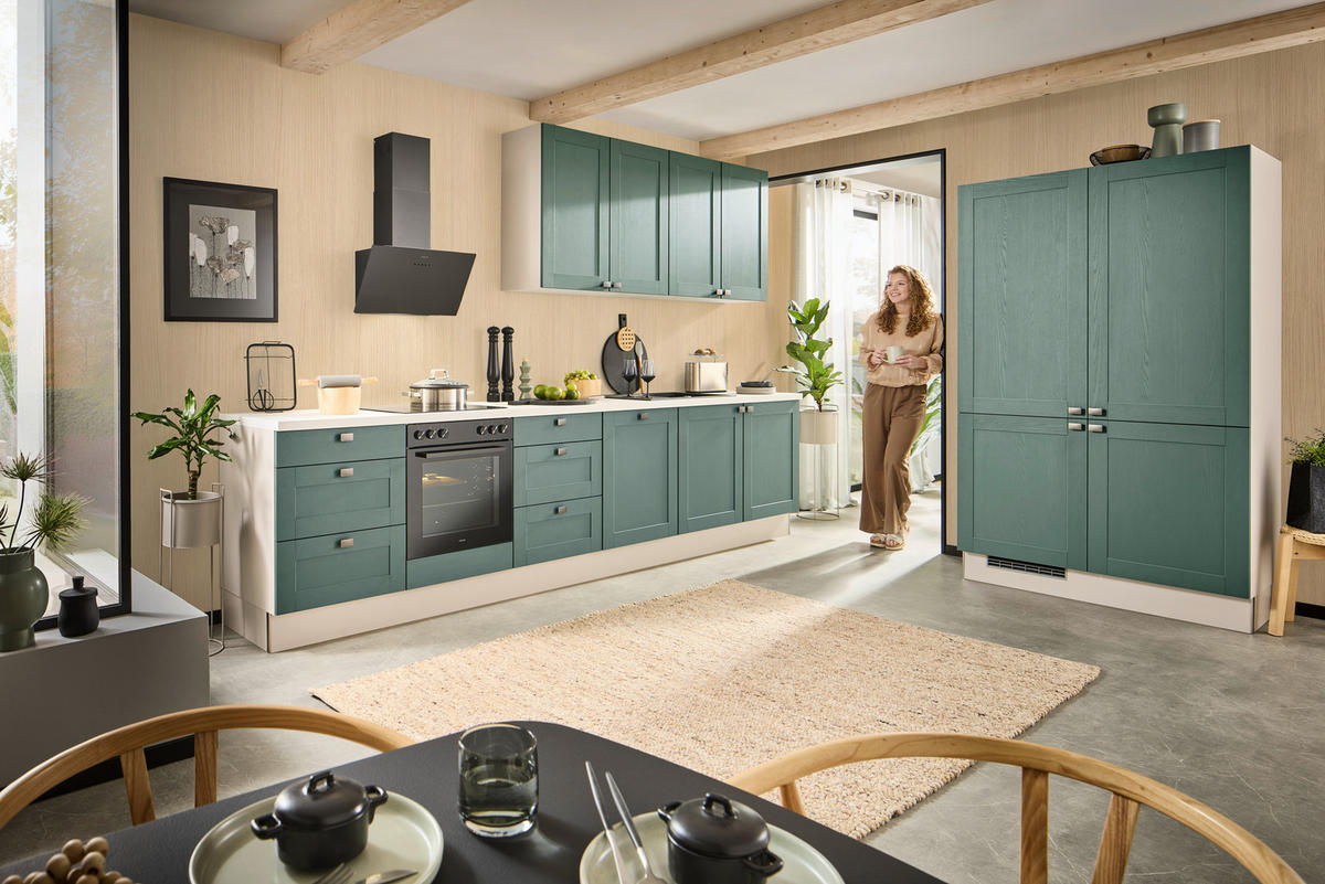 ECKKÜCHE XO50 360/120 cm  in Dunkelgrün, Kaschmir  - Kaschmir/Dunkelgrün, Design, Holzwerkstoff/Metall (360/120cm) - Xora