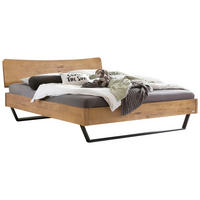 BETT 160/200 cm  in Anthrazit, Wildeiche  - Wildeiche/Anthrazit, MODERN, Holz/Metall (160/200cm) - Hasena