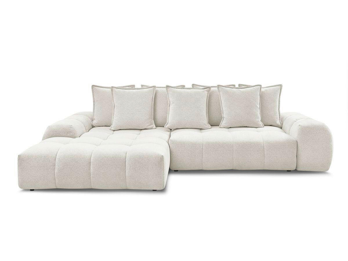 ECKSCHLAFSOFA EVEREST  mit Rücken echt, Armteil links, Armteil rechts Flachgewebe Weiß  - Schwarz/Weiß, MODERN, Kunststoff/Textil (180/318cm) - Livetastic