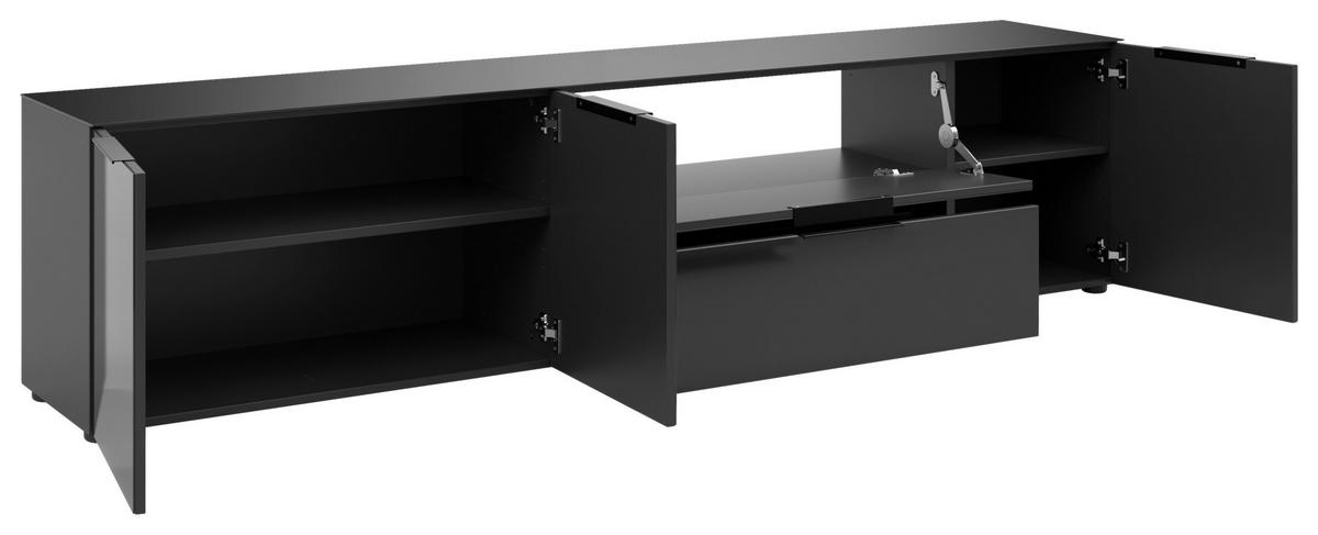 LOWBOARD Style  in 225/53,9/40 cm  - Anthrazit/Anthrazit Hochglanz, Basics, Glas/Holzwerkstoff (225/53,9/40cm)