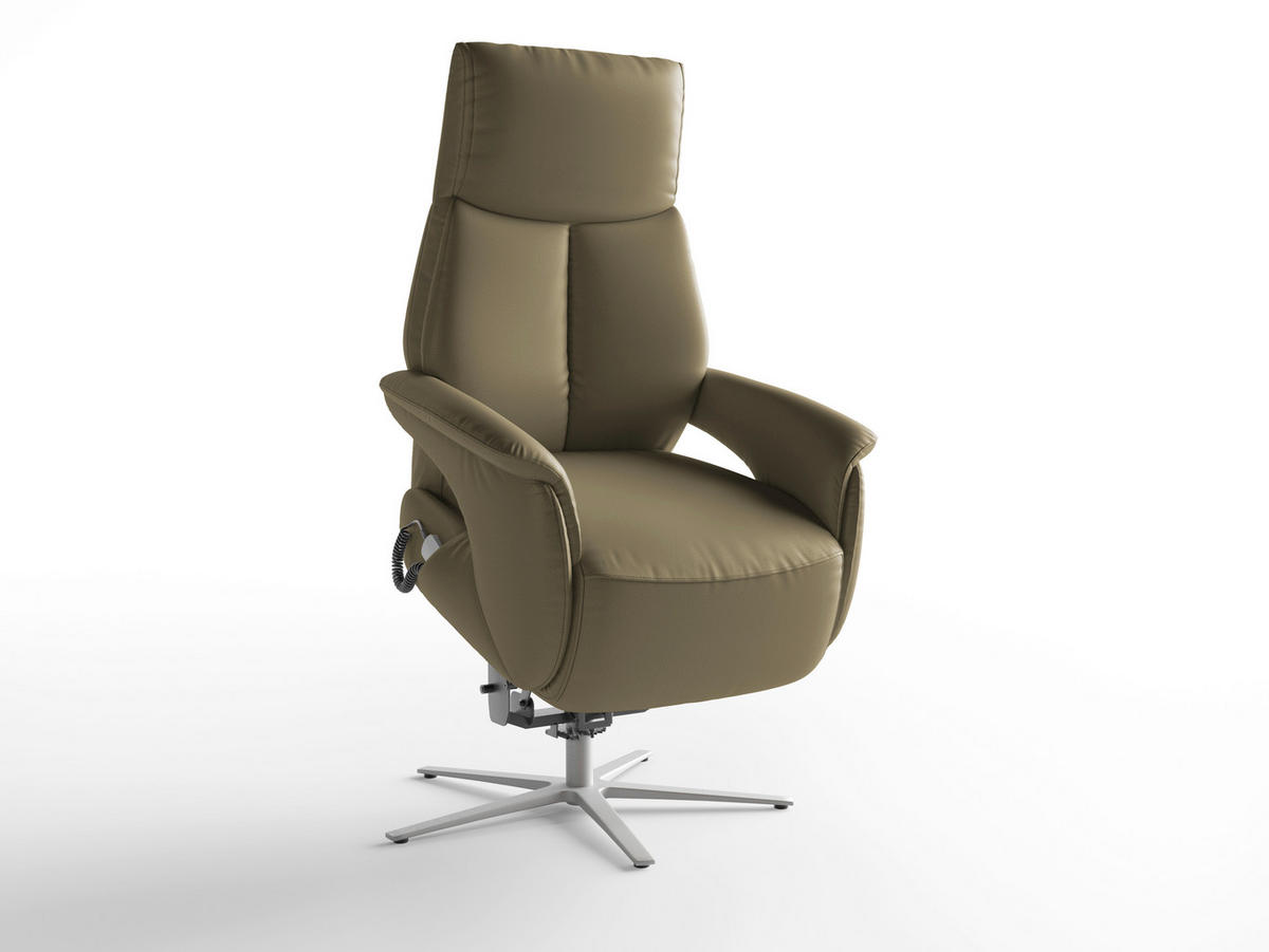 RELAXAČNÍ KŘESLO, kůže, olivově zelená - barvy stříbra/olivově zelená, Basics, kov/kůže (75/110/85cm) - Sit & More