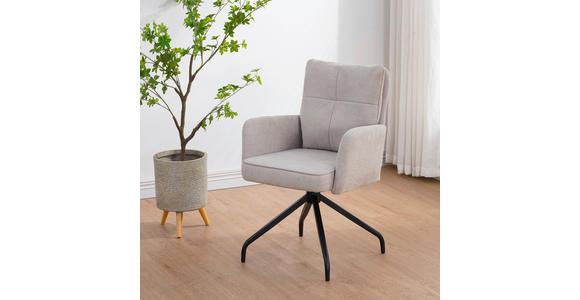 ARMLEHNSTUHL  Sitzfläche 180° drehbar Mikrofaser  - Beige/Schwarz, Design, Textil/Metall (60/90/68cm) - Carryhome