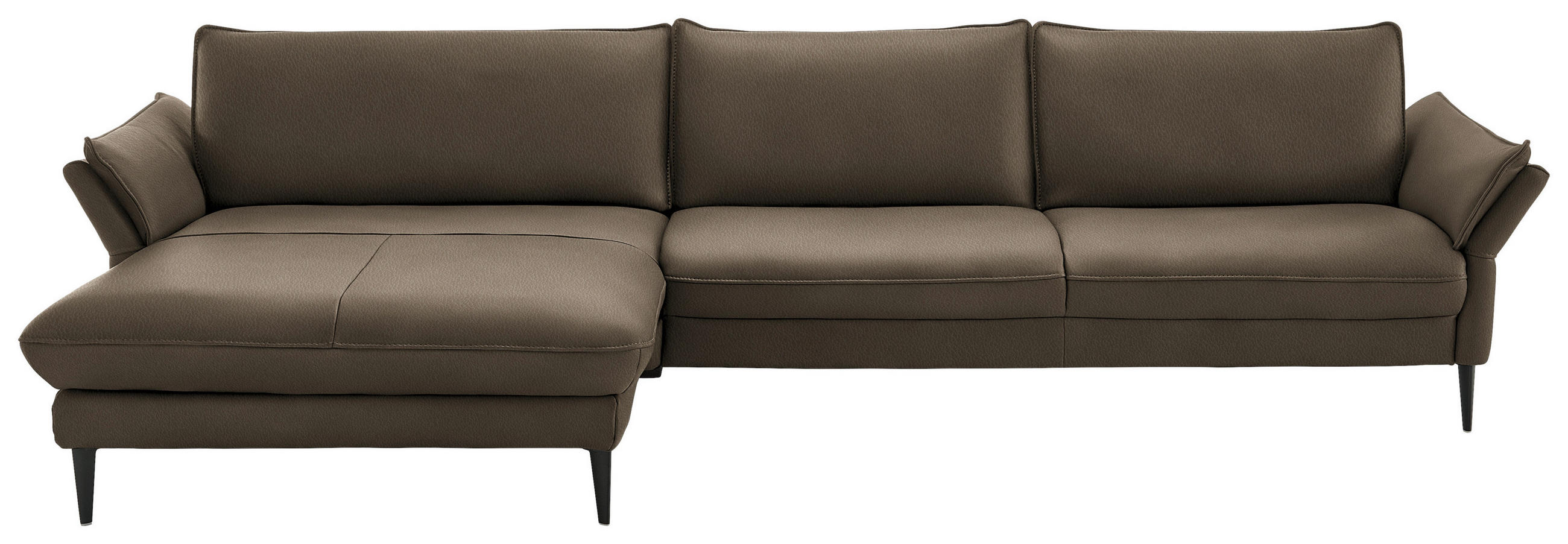 ECKSOFA  in Echtleder Taupe  172/334 cm  - Taupe/Schwarz, Design, Leder/Metall (172/334cm) - Hukla
