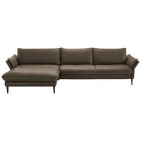 ECKSOFA  in Echtleder Taupe  172/334 cm  - Taupe/Schwarz, Design, Leder/Metall (172/334cm) - Hukla