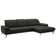 ECKSOFA in Echtleder Dunkelgrün  - Dunkelgrün/Schwarz, Design, Leder/Metall (332/193cm) - Dieter Knoll