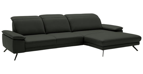 ECKSOFA in Echtleder Dunkelgrün 332/193 cm - Dunkelgrün/Schwarz, Design, Leder/Metall (332/193cm) - Dieter Knoll