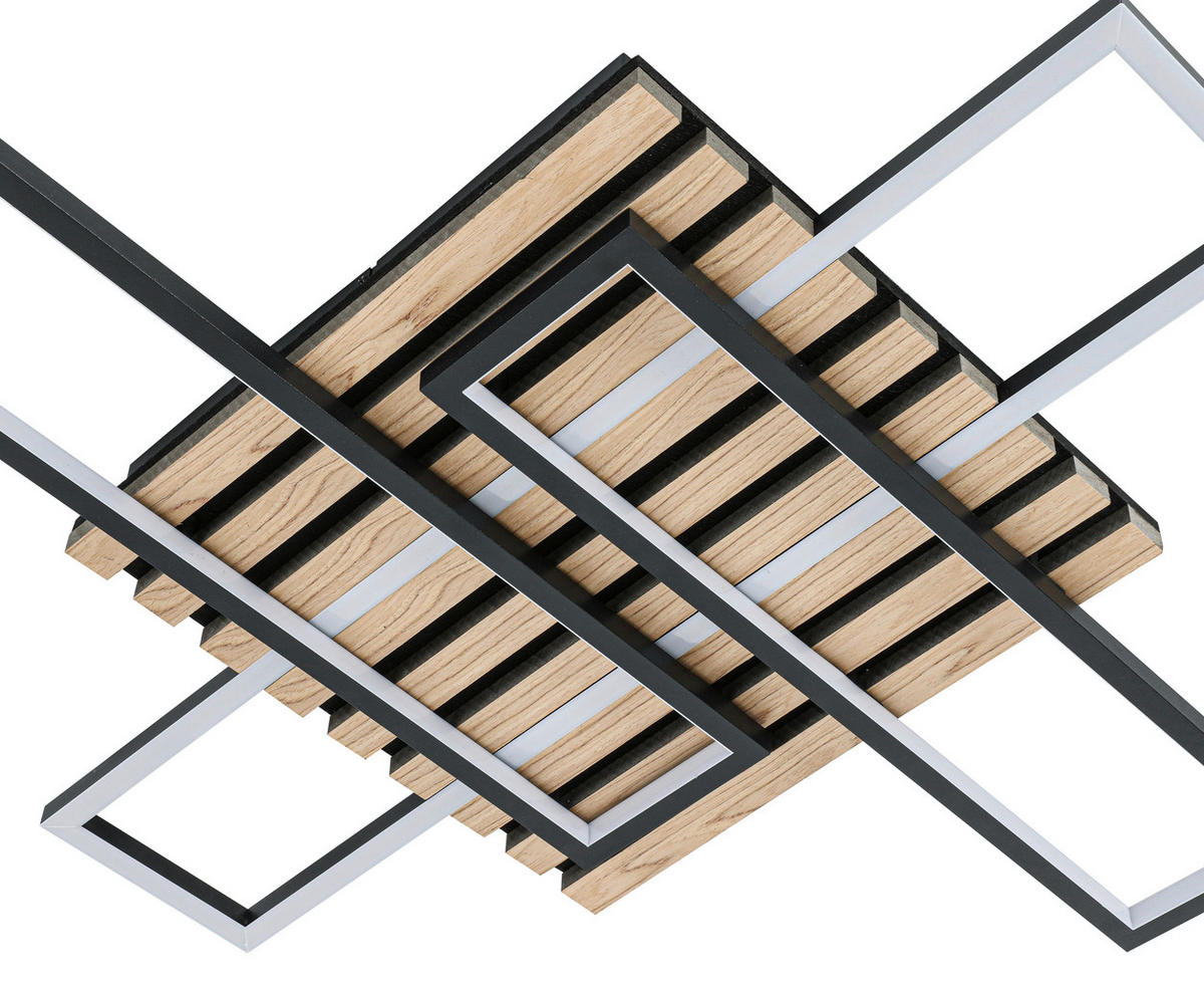 LED-DECKENLEUCHTE 33 W    73,5/66,5/7,5 cm  - Eichefarben/Schwarz, Natur, Holzwerkstoff/Kunststoff (73,5/66,5/7,5cm) - Novel