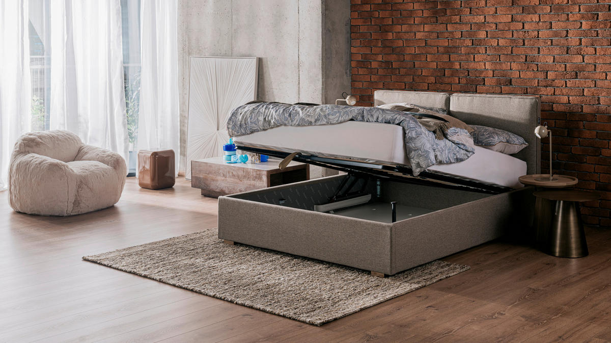 KÁRPITOZOTT ÁGY 160/200 cm   - tölgyfa színű, Basics, faalapú anyag/fa (160/200cm) - Hespo