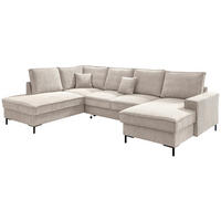 WOHNLANDSCHAFT in Cord Beige  - Beige/Schwarz, Modern, Textil/Metall (198/309/150cm) - MID.YOU