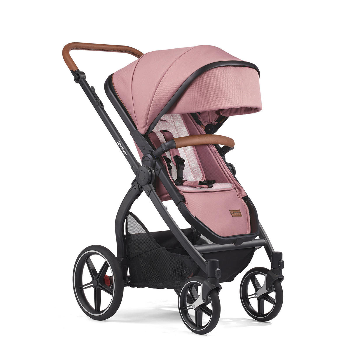 KINDERWAGENSET FX4 Life  - Schwarz/Altrosa, Basics, Textil/Metall (57/129/100cm) - Gesslein