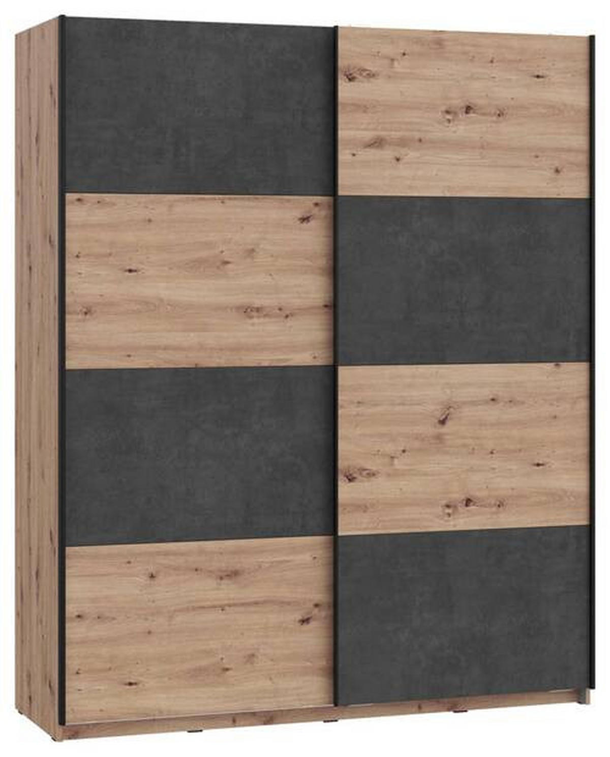 SKRIŇA S POS. DVER. – HOR.VED, tmavosivá, dub artisan, 170/210/61 cm - čierna/dub artisan, Design, kov/kompozitné drevo (170/210/61cm) - Carryhome