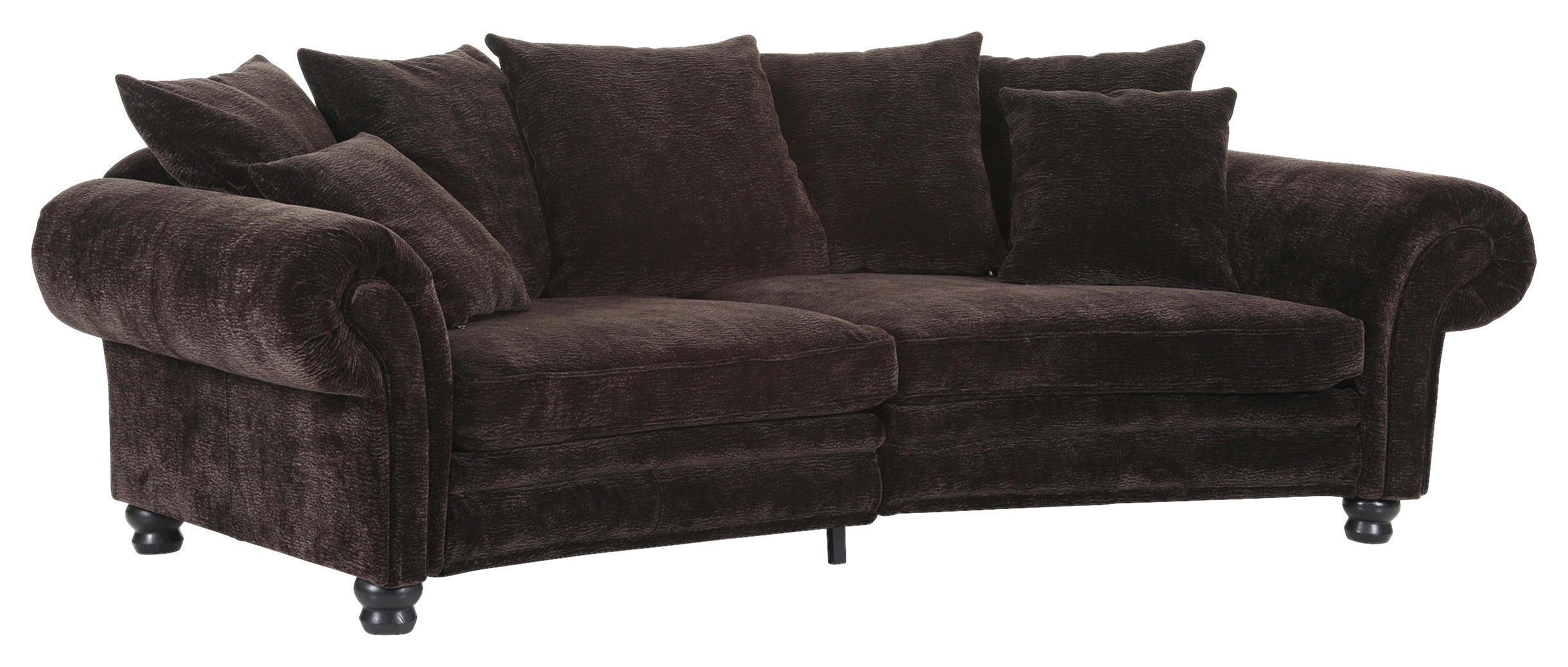 MEGASOFA Chenille Dunkelbraun  - Dunkelbraun/Schwarz, ROMANTIK / LANDHAUS, Holz/Textil (276/81/140cm) - Landscape