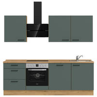 KÜCHENLEERBLOCK 240 cm   in Eichefarben, Dunkelgrün  - Dunkelgrün/Eichefarben, MODERN, Holzwerkstoff/Metall (240cm) - Nobilia