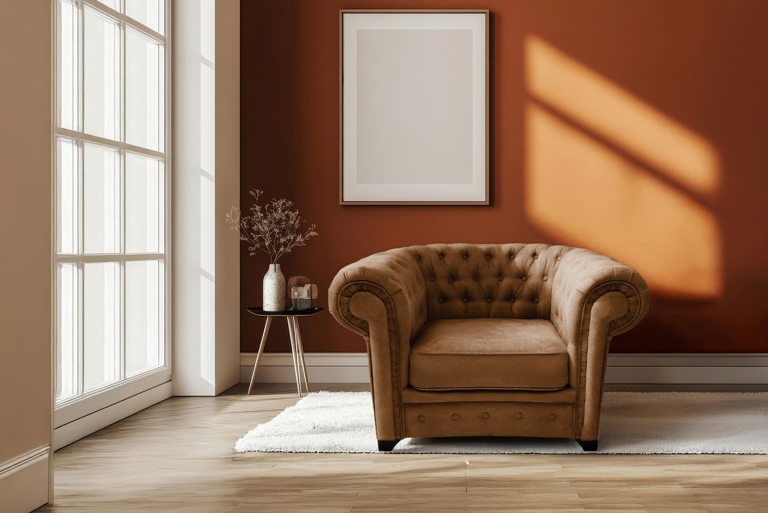 Livetastic KŘESLO CHESTERFIELD, textil, kompozitní dřevo, koňaková